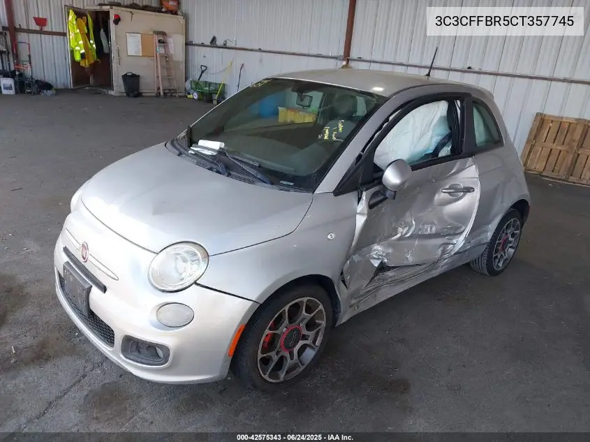 2012 Fiat 500 Sport VIN: 3C3CFFBR5CT357745 Lot: 42575343