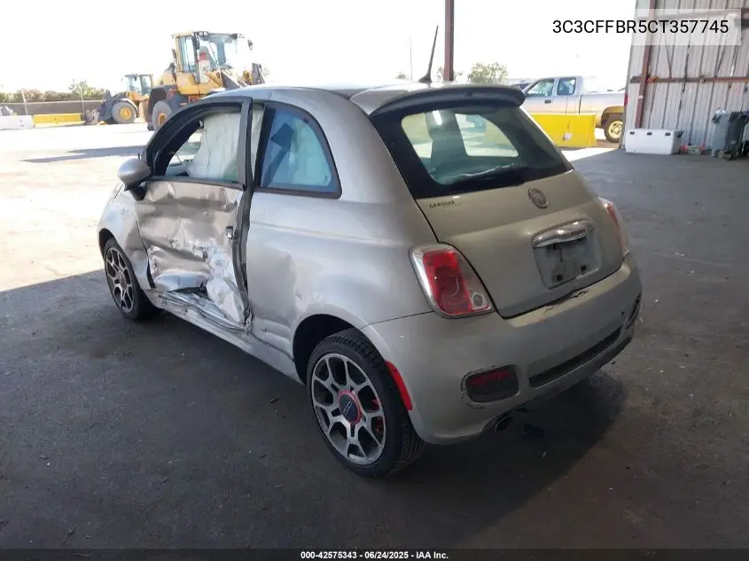 2012 Fiat 500 Sport VIN: 3C3CFFBR5CT357745 Lot: 42575343