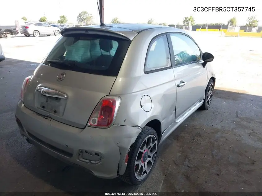 2012 Fiat 500 Sport VIN: 3C3CFFBR5CT357745 Lot: 42575343