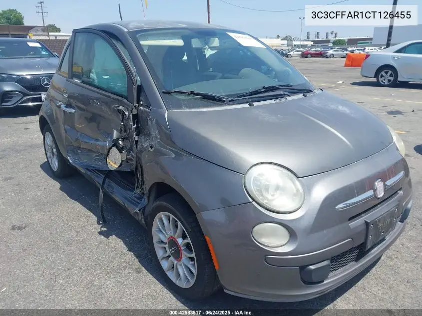 2012 Fiat 500 Pop VIN: 3C3CFFAR1CT126455 Lot: 42583517