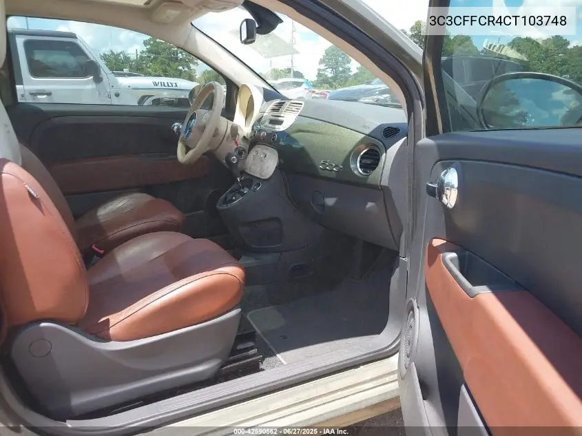 2012 Fiat 500 Lounge VIN: 3C3CFFCR4CT103748 Lot: 42590562