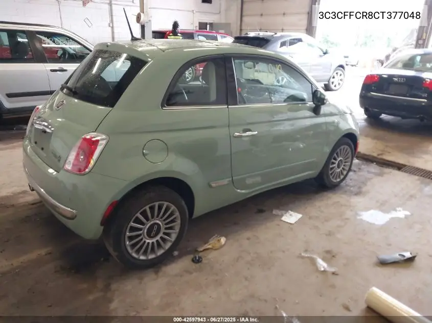 2012 Fiat 500 Lounge VIN: 3C3CFFCR8CT377048 Lot: 42597943