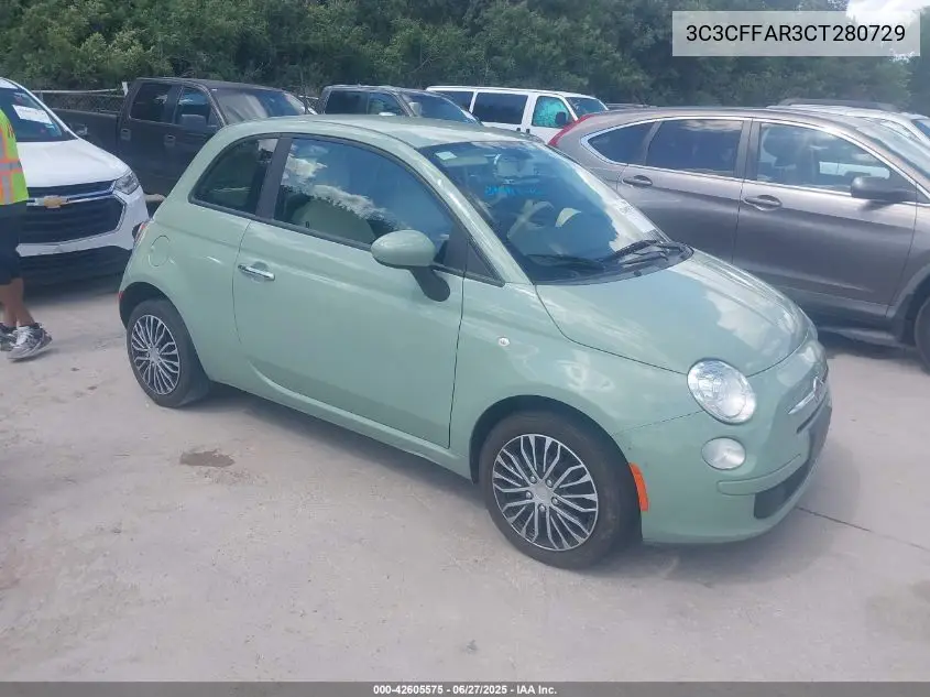 2012 Fiat 500 Pop VIN: 3C3CFFAR3CT280729 Lot: 42605575