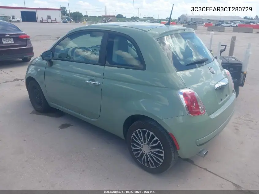 2012 Fiat 500 Pop VIN: 3C3CFFAR3CT280729 Lot: 42605575