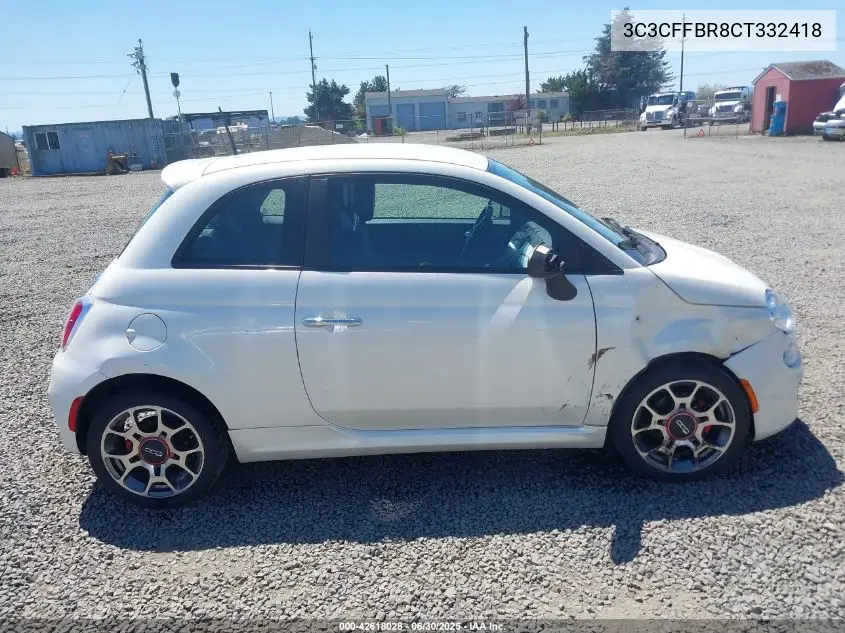 2012 Fiat 500 Sport VIN: 3C3CFFBR8CT332418 Lot: 42618028