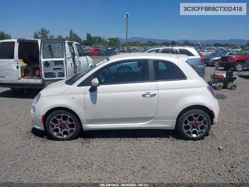 2012 Fiat 500 Sport VIN: 3C3CFFBR8CT332418 Lot: 42618028