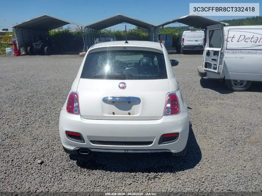 2012 Fiat 500 Sport VIN: 3C3CFFBR8CT332418 Lot: 42618028