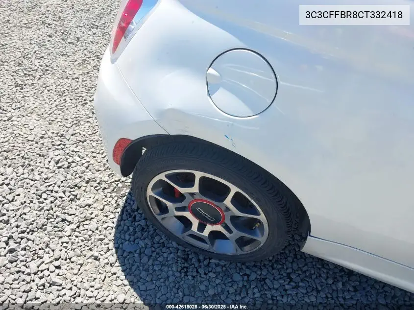 2012 Fiat 500 Sport VIN: 3C3CFFBR8CT332418 Lot: 42618028