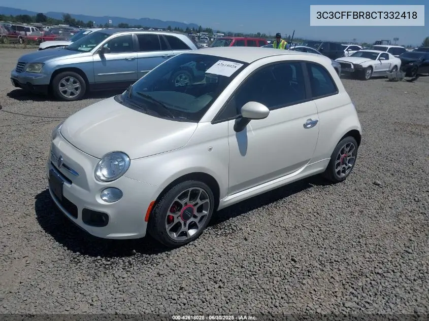 2012 Fiat 500 Sport VIN: 3C3CFFBR8CT332418 Lot: 42618028