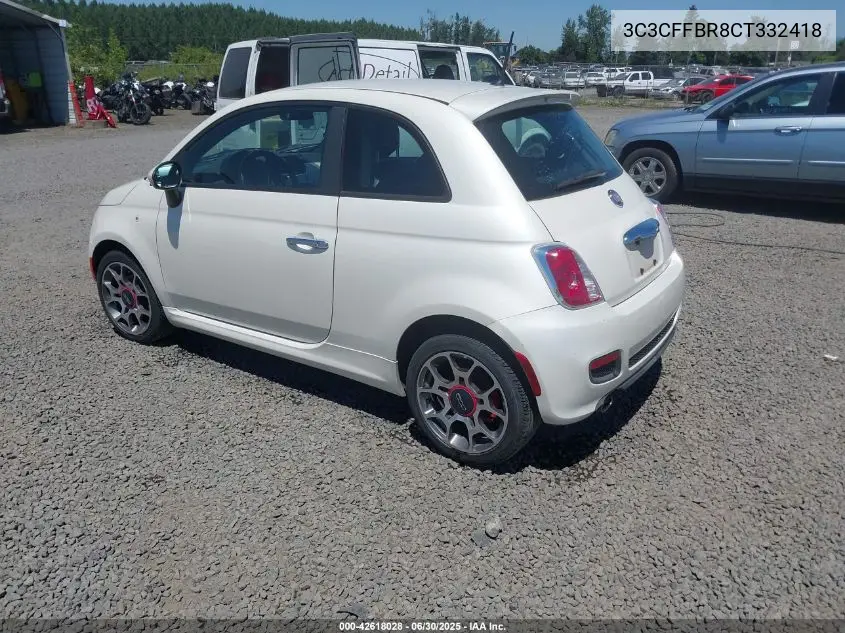 2012 Fiat 500 Sport VIN: 3C3CFFBR8CT332418 Lot: 42618028