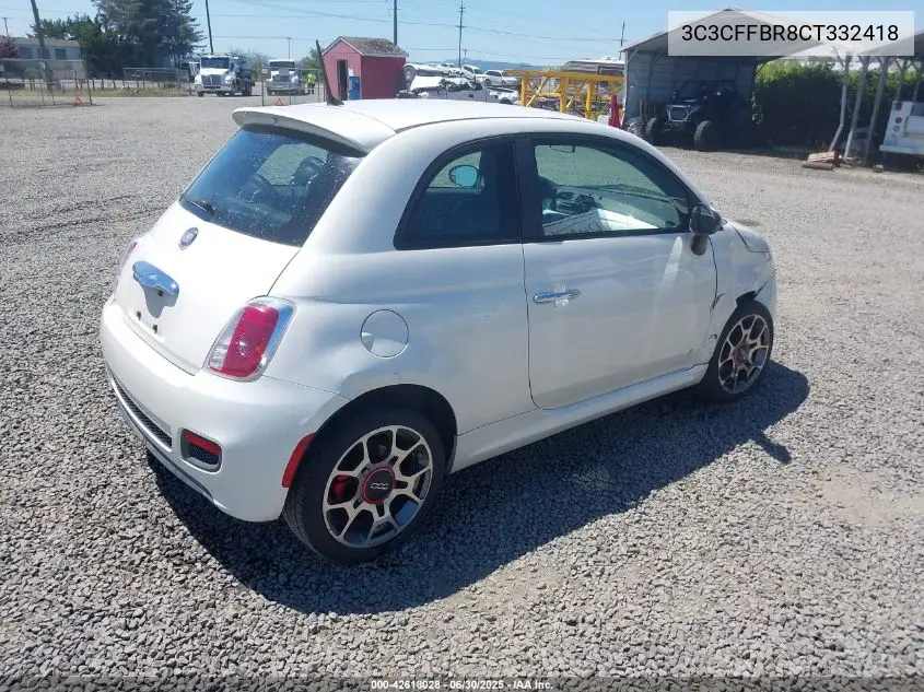 2012 Fiat 500 Sport VIN: 3C3CFFBR8CT332418 Lot: 42618028