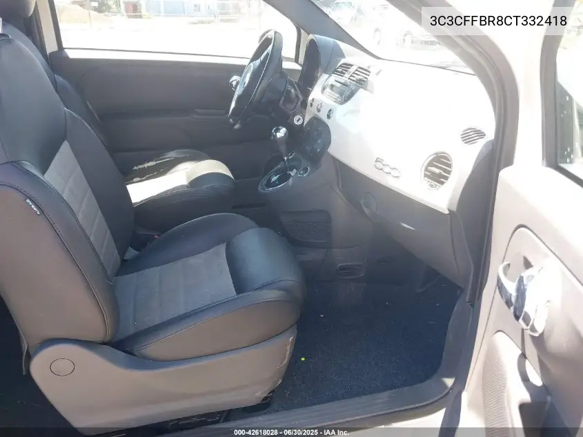 2012 Fiat 500 Sport VIN: 3C3CFFBR8CT332418 Lot: 42618028
