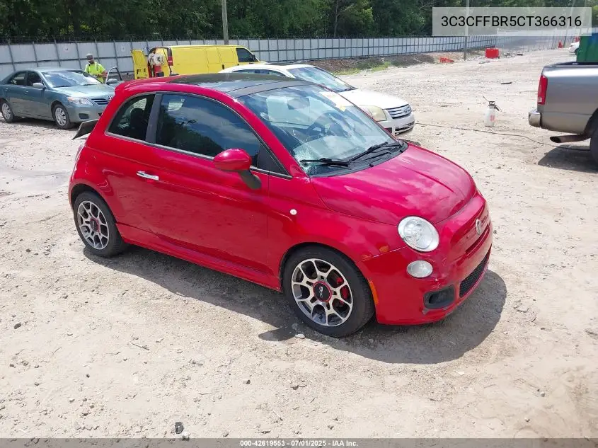 2012 Fiat 500 Sport VIN: 3C3CFFBR5CT366316 Lot: 42619553