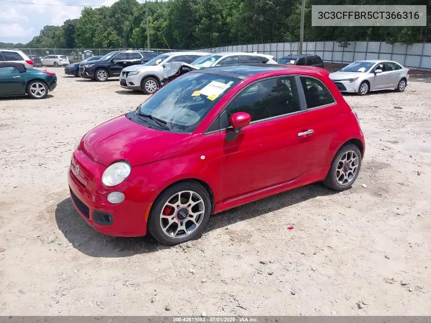 2012 Fiat 500 Sport VIN: 3C3CFFBR5CT366316 Lot: 42619553