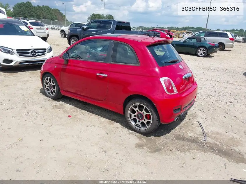 2012 Fiat 500 Sport VIN: 3C3CFFBR5CT366316 Lot: 42619553