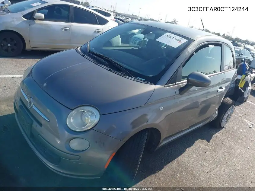 2012 Fiat 500 Pop VIN: 3C3CFFAR0CT124244 Lot: 42627408