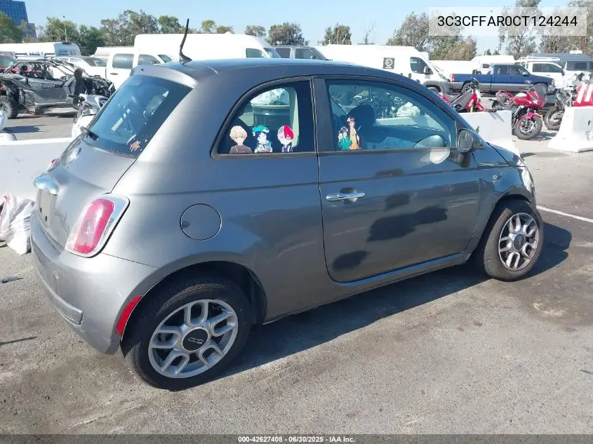 2012 Fiat 500 Pop VIN: 3C3CFFAR0CT124244 Lot: 42627408