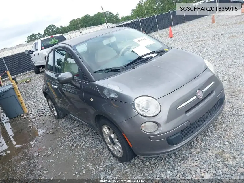 2012 Fiat 500 Pop VIN: 3C3CFFAR2CT335915 Lot: 42647522