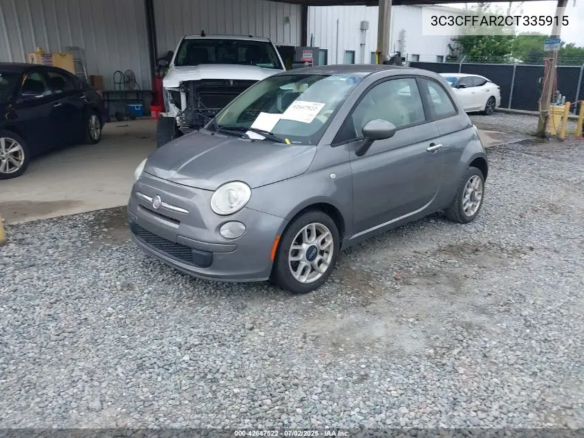 2012 Fiat 500 Pop VIN: 3C3CFFAR2CT335915 Lot: 42647522