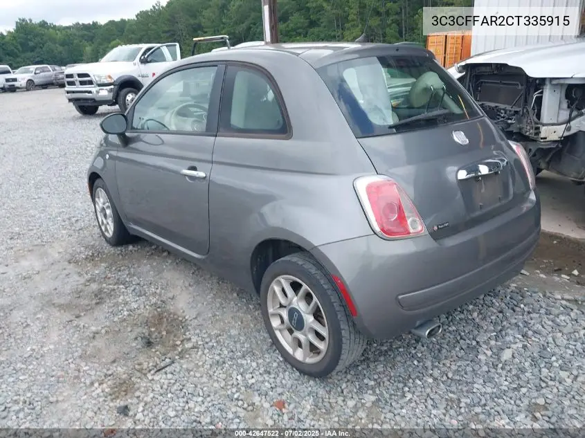 2012 Fiat 500 Pop VIN: 3C3CFFAR2CT335915 Lot: 42647522
