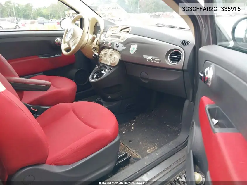 2012 Fiat 500 Pop VIN: 3C3CFFAR2CT335915 Lot: 42647522