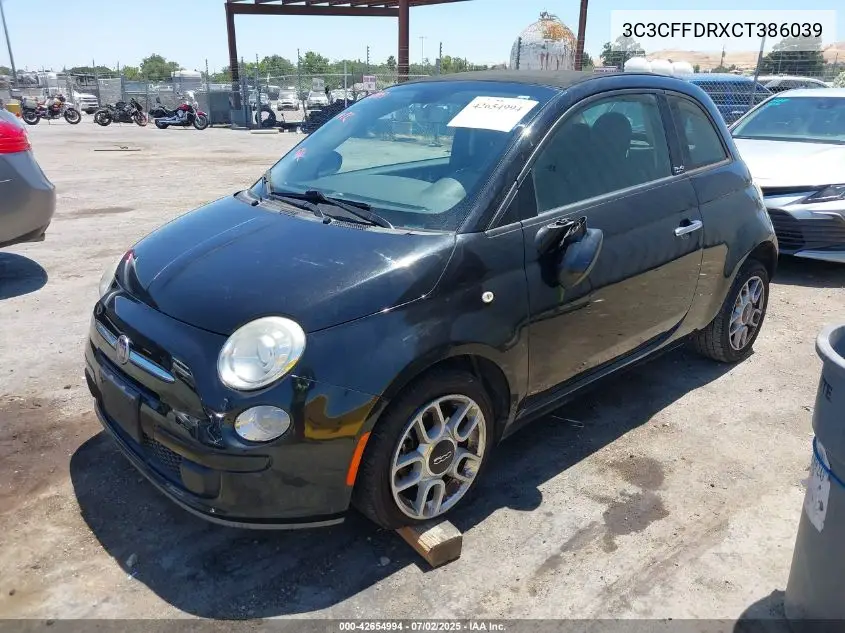 2012 Fiat 500C Pop VIN: 3C3CFFDRXCT386039 Lot: 42654994