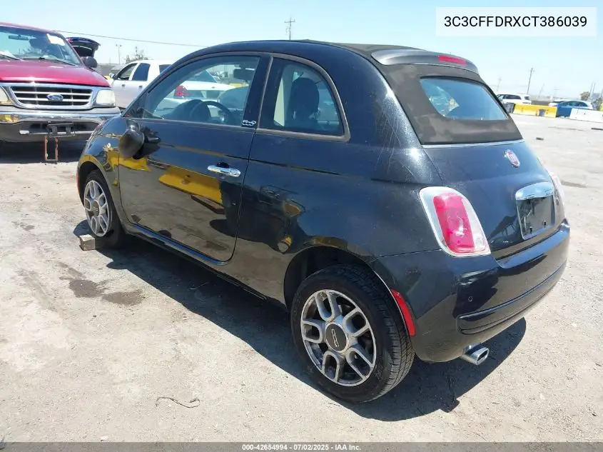 2012 Fiat 500C Pop VIN: 3C3CFFDRXCT386039 Lot: 42654994