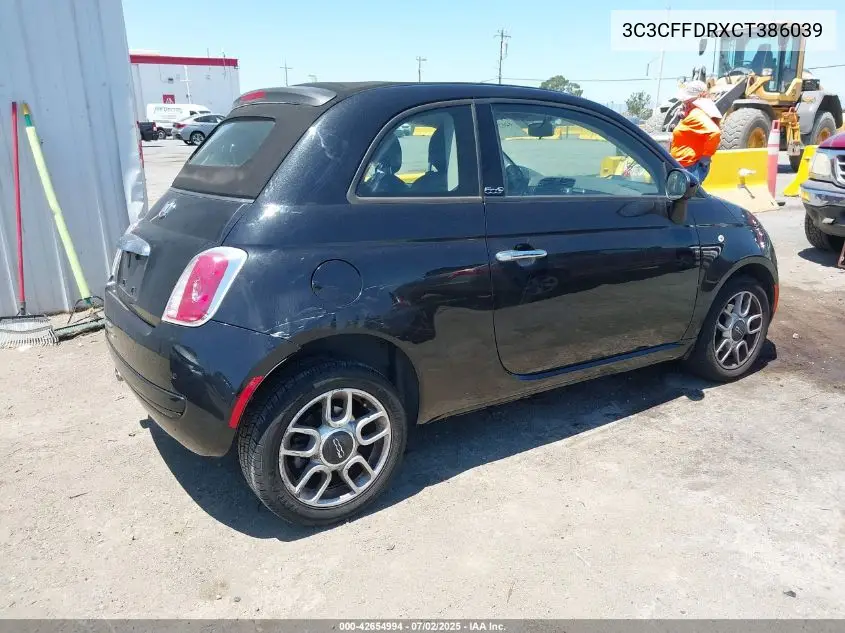 2012 Fiat 500C Pop VIN: 3C3CFFDRXCT386039 Lot: 42654994