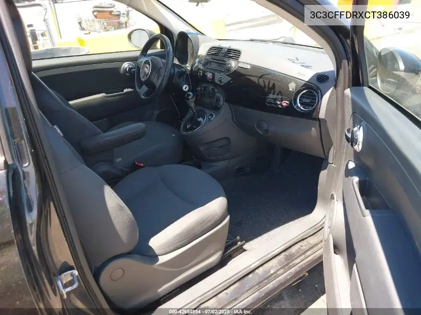 2012 Fiat 500C Pop VIN: 3C3CFFDRXCT386039 Lot: 42654994