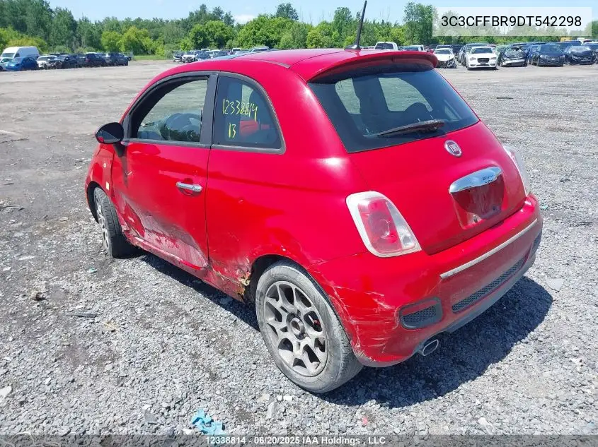 2013 Fiat 500 VIN: 3C3CFFBR9DT542298 Lot: 12338814