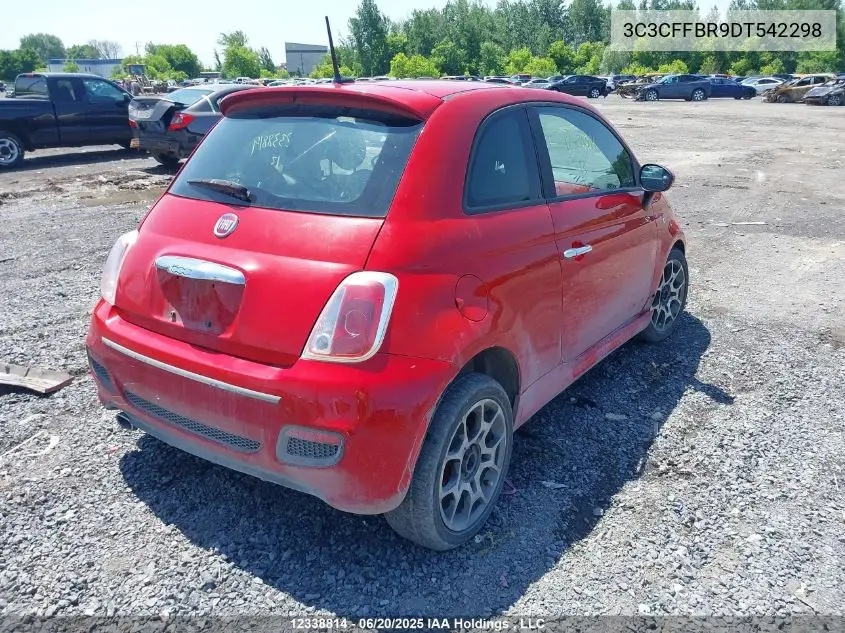 2013 Fiat 500 VIN: 3C3CFFBR9DT542298 Lot: 12338814