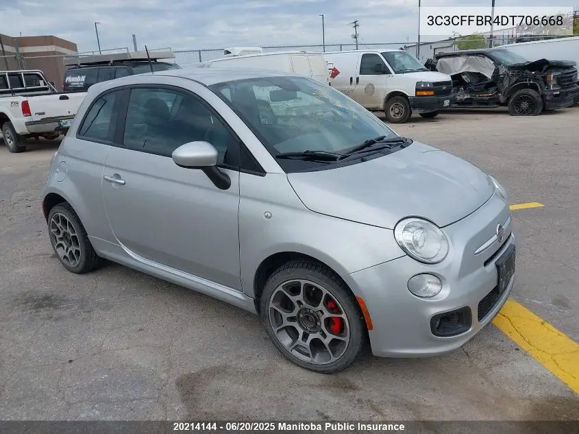 2013 Fiat 500 Pop VIN: 3C3CFFBR4DT706668 Lot: 20214144