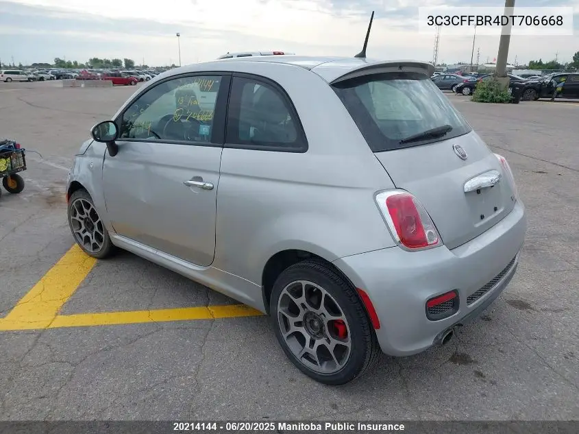 2013 Fiat 500 Pop VIN: 3C3CFFBR4DT706668 Lot: 20214144