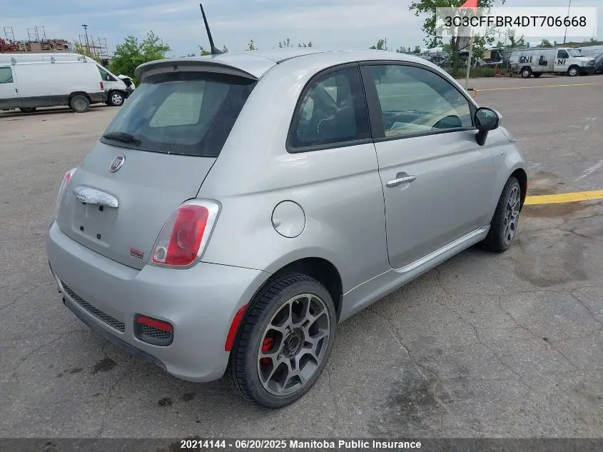 2013 Fiat 500 Pop VIN: 3C3CFFBR4DT706668 Lot: 20214144