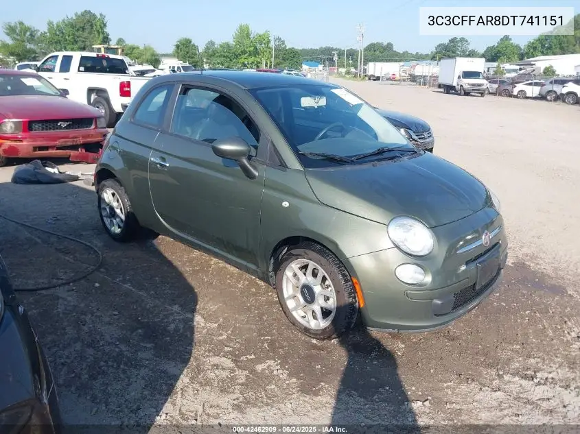 2013 Fiat 500 Pop VIN: 3C3CFFAR8DT741151 Lot: 42462909