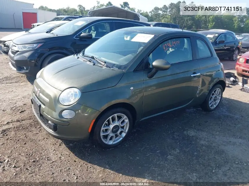 2013 Fiat 500 Pop VIN: 3C3CFFAR8DT741151 Lot: 42462909