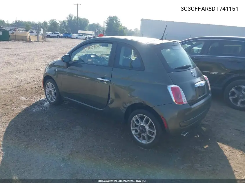 2013 Fiat 500 Pop VIN: 3C3CFFAR8DT741151 Lot: 42462909