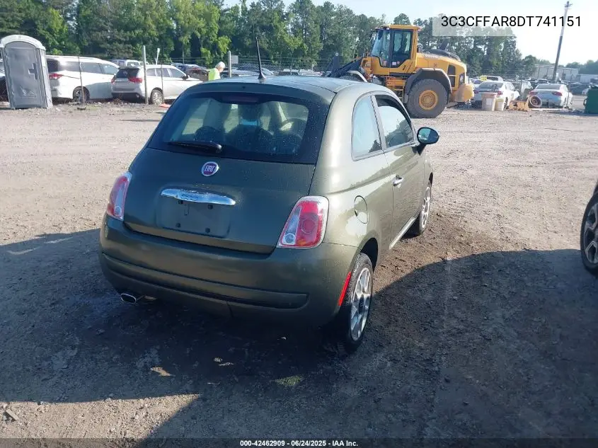 2013 Fiat 500 Pop VIN: 3C3CFFAR8DT741151 Lot: 42462909