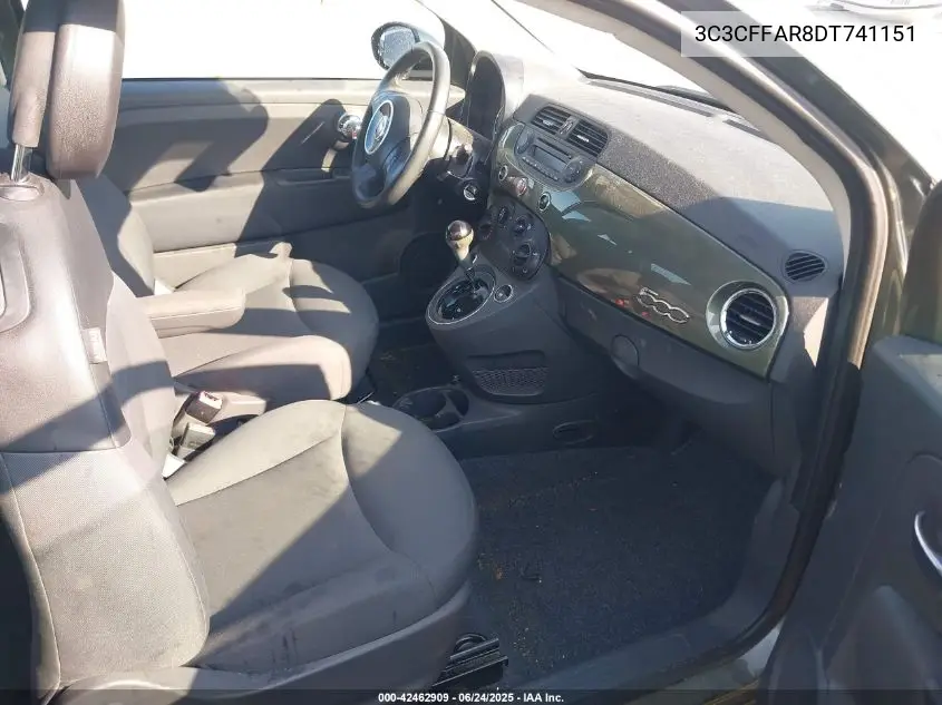 2013 Fiat 500 Pop VIN: 3C3CFFAR8DT741151 Lot: 42462909