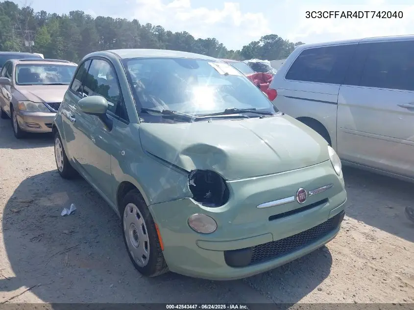 2013 Fiat 500 Pop VIN: 3C3CFFAR4DT742040 Lot: 42543447