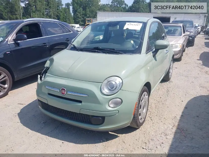 2013 Fiat 500 Pop VIN: 3C3CFFAR4DT742040 Lot: 42543447