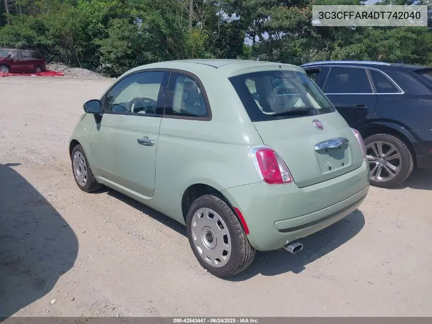 2013 Fiat 500 Pop VIN: 3C3CFFAR4DT742040 Lot: 42543447