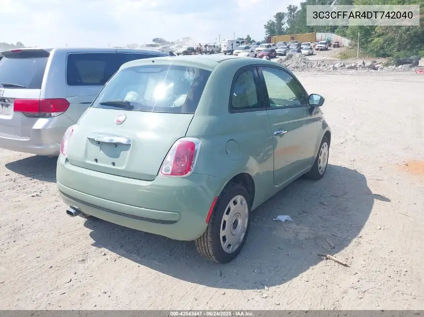 2013 Fiat 500 Pop VIN: 3C3CFFAR4DT742040 Lot: 42543447