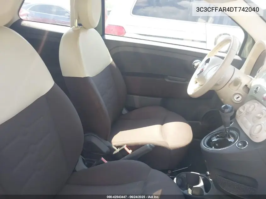 2013 Fiat 500 Pop VIN: 3C3CFFAR4DT742040 Lot: 42543447