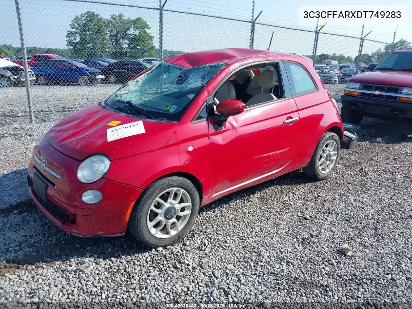 2013 Fiat 500 Pop VIN: 3C3CFFARXDT749283 Lot: 42576443