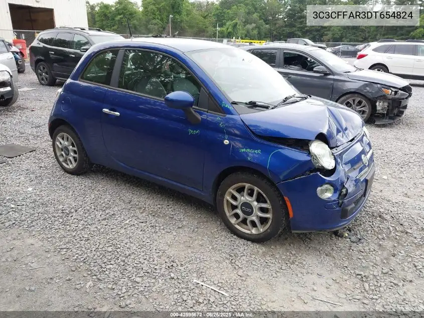 2013 Fiat 500 Pop VIN: 3C3CFFAR3DT654824 Lot: 42595672