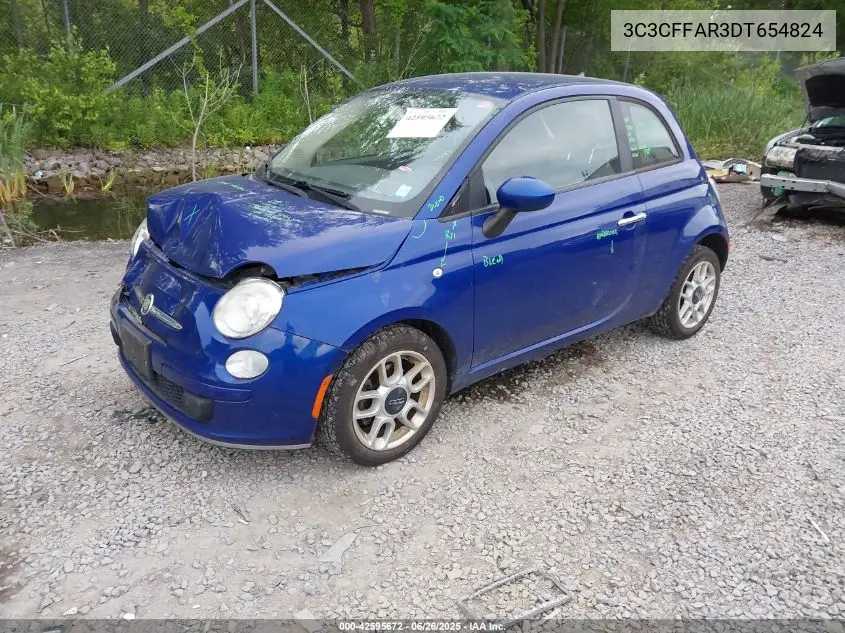 2013 Fiat 500 Pop VIN: 3C3CFFAR3DT654824 Lot: 42595672