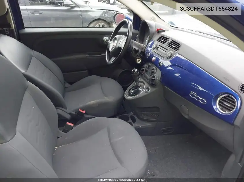 2013 Fiat 500 Pop VIN: 3C3CFFAR3DT654824 Lot: 42595672