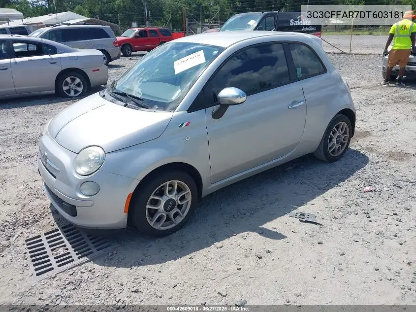 2013 Fiat 500 Pop VIN: 3C3CFFAR7DT603181 Lot: 42609018