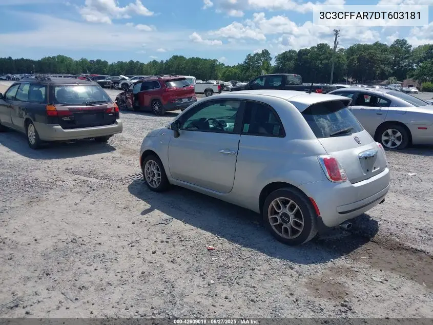2013 Fiat 500 Pop VIN: 3C3CFFAR7DT603181 Lot: 42609018